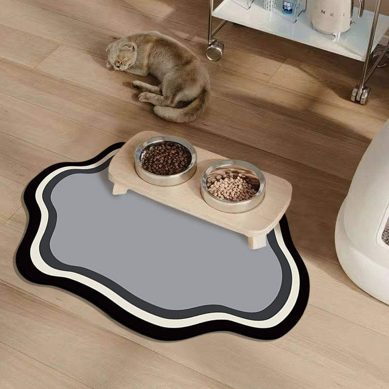 Shaped Absorbent Pet Feeding Mat Non-Slip Easy Clean