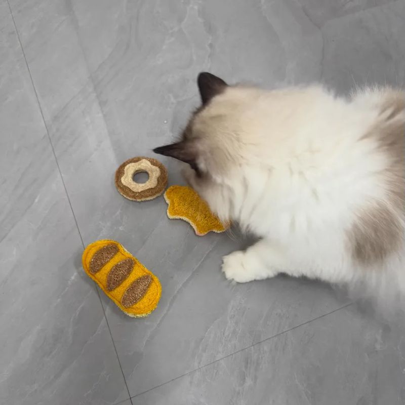 3pcs Loofah Cat Chew Toy – Self-Play Enrichment for Boredom Relief, Teeth Cleaning