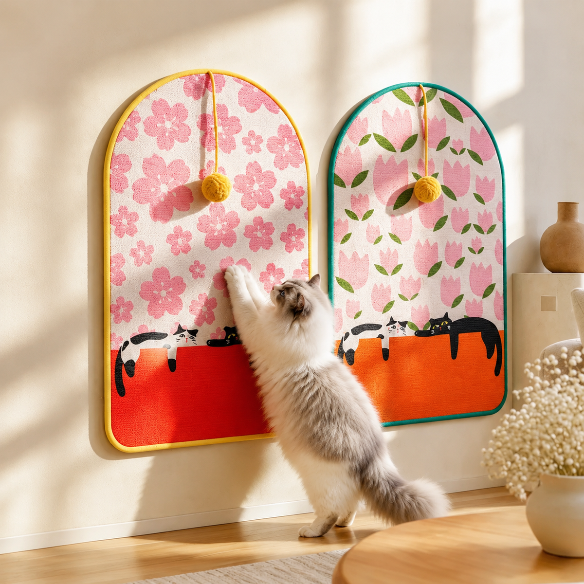 Self-Adhesive Sisal Cat Scratching Pad – No-Shed Wall & Floor Cat Scratch Mat