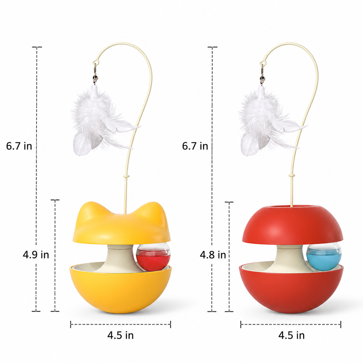 Interactive Wobble Cat Toy with Feather – Self-Play Cat Ball Toy