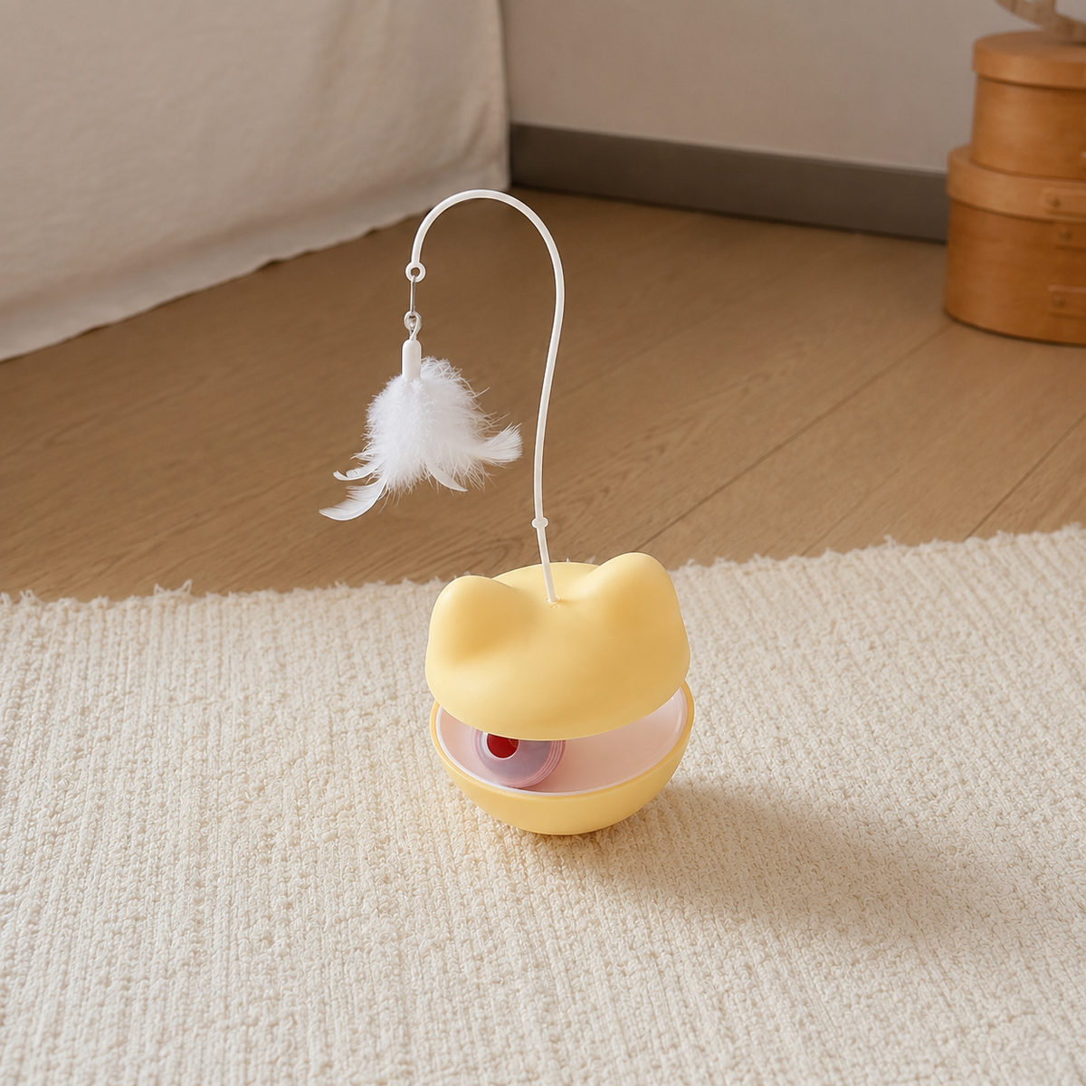 Interactive Wobble Cat Toy with Feather – Self-Play Cat Ball Toy
