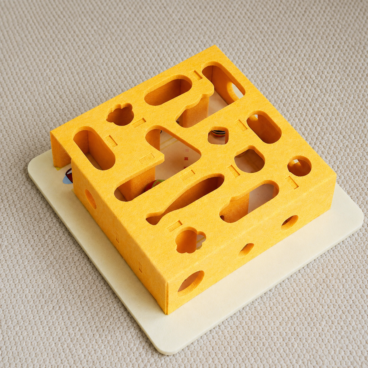Felt Cat Puzzle Maze Box – Interactive Cat Enrichment Toy
