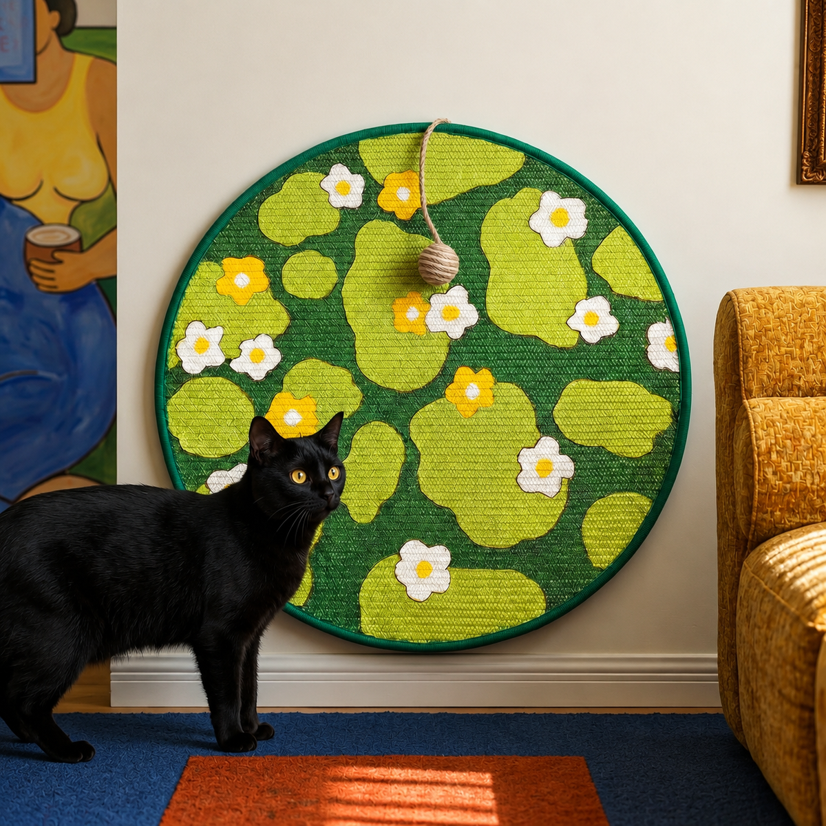 Self-Adhesive Sisal Cat Scratching Pad – No-Shed Wall & Floor Cat Scratch Mat