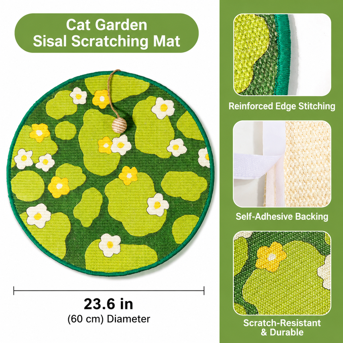 Self-Adhesive Sisal Cat Scratching Pad – No-Shed Wall & Floor Cat Scratch Mat