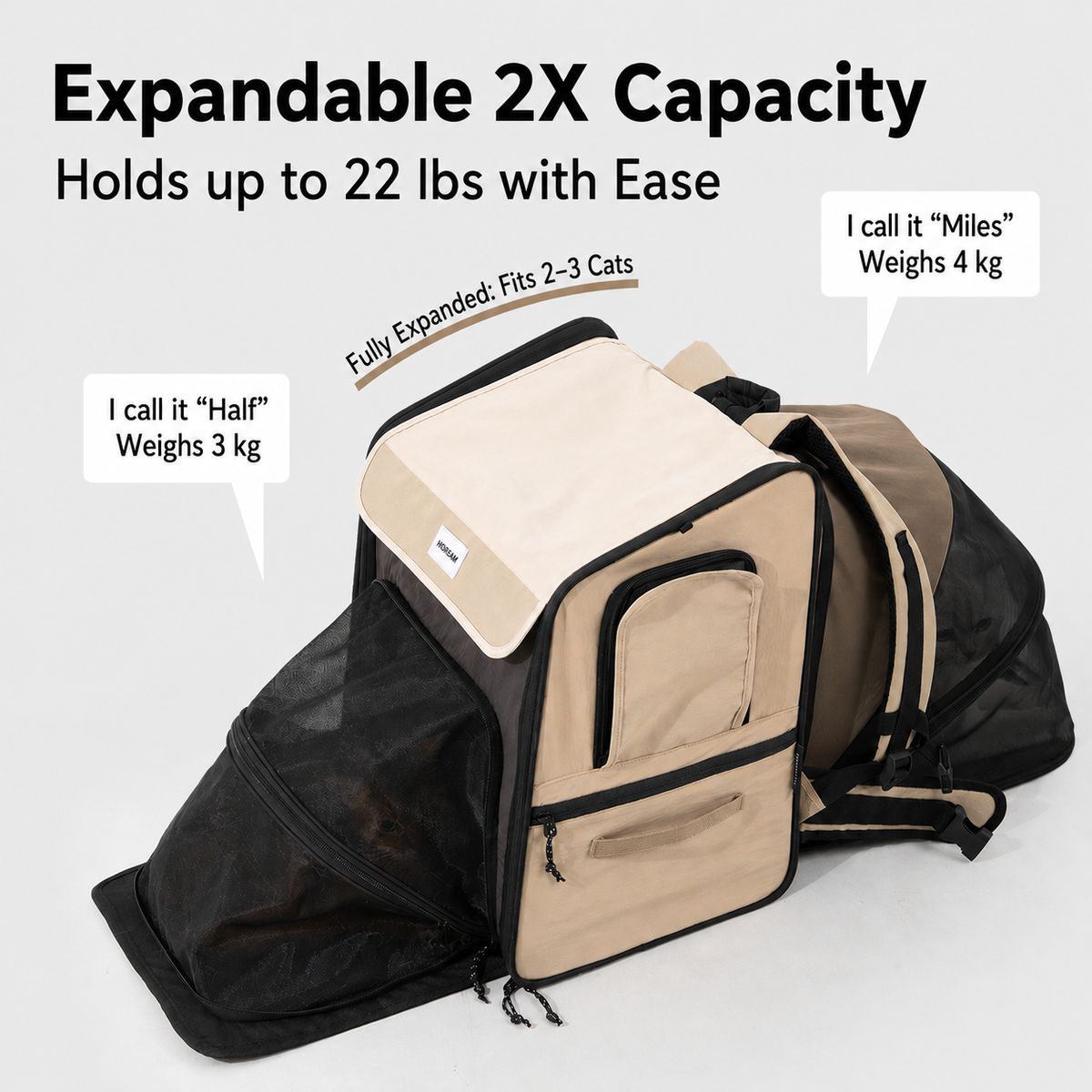 Dual-Expandable Tent Cat Carrier Backpack – additional product view 4
