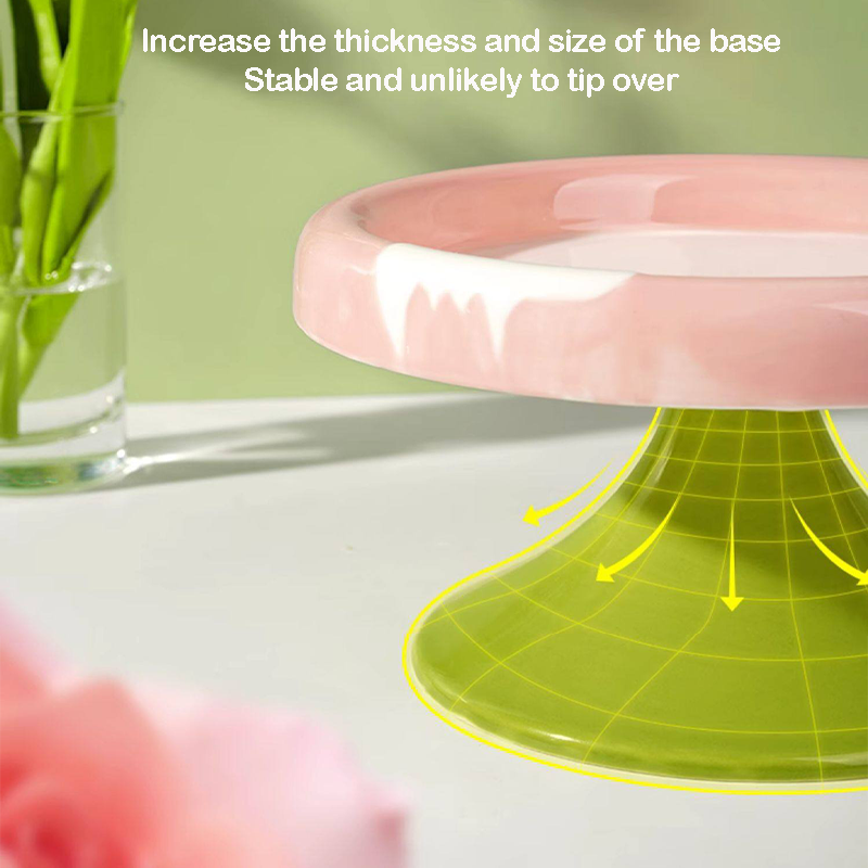 Elevated Shallow Ceramic Pet Bowl Wide Mouth Neck Protecting Anti Spill
