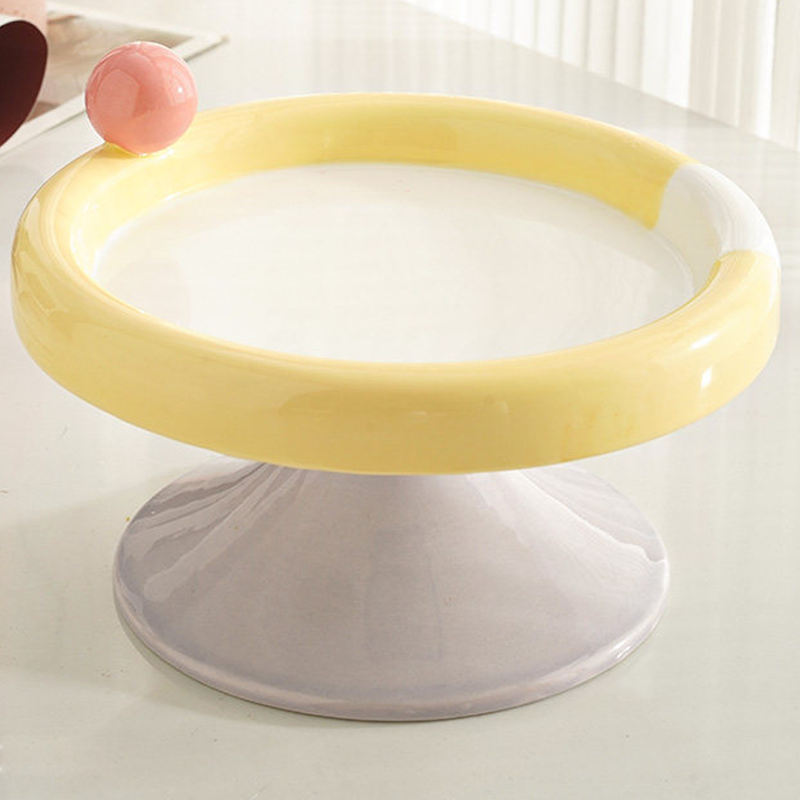 Elevated Shallow Ceramic Pet Bowl Wide Mouth Neck Protecting Anti Spill