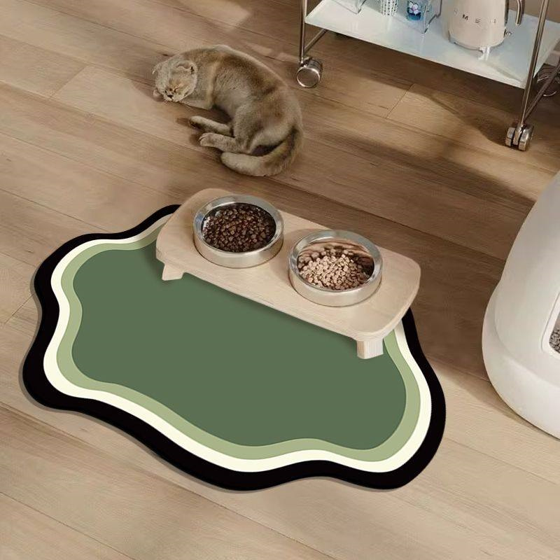 Shaped Absorbent Pet Feeding Mat Non-Slip Easy Clean