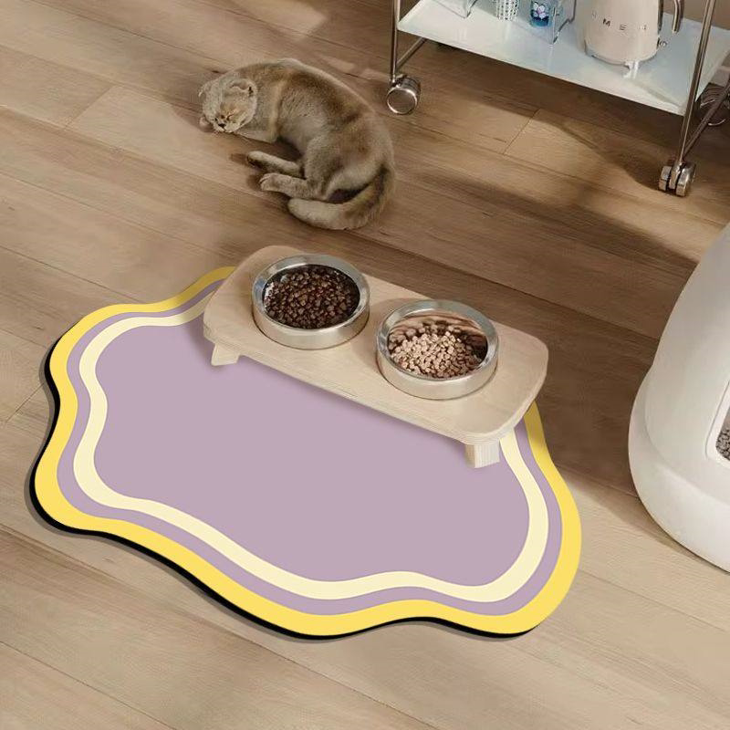 Shaped Absorbent Pet Feeding Mat Non-Slip Easy Clean