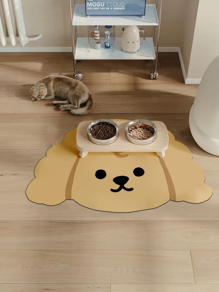 Cartoon Pet Feeding Mat – Animal-Shaped Bowl Floor Protector