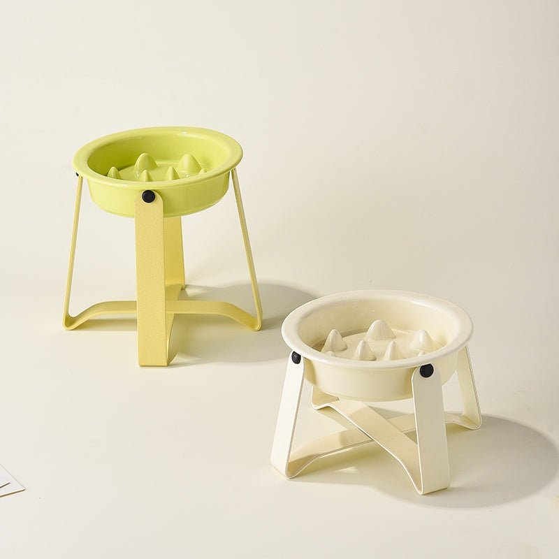 Ceramic Slow Feeder Pet Feeding Bowls With Holder