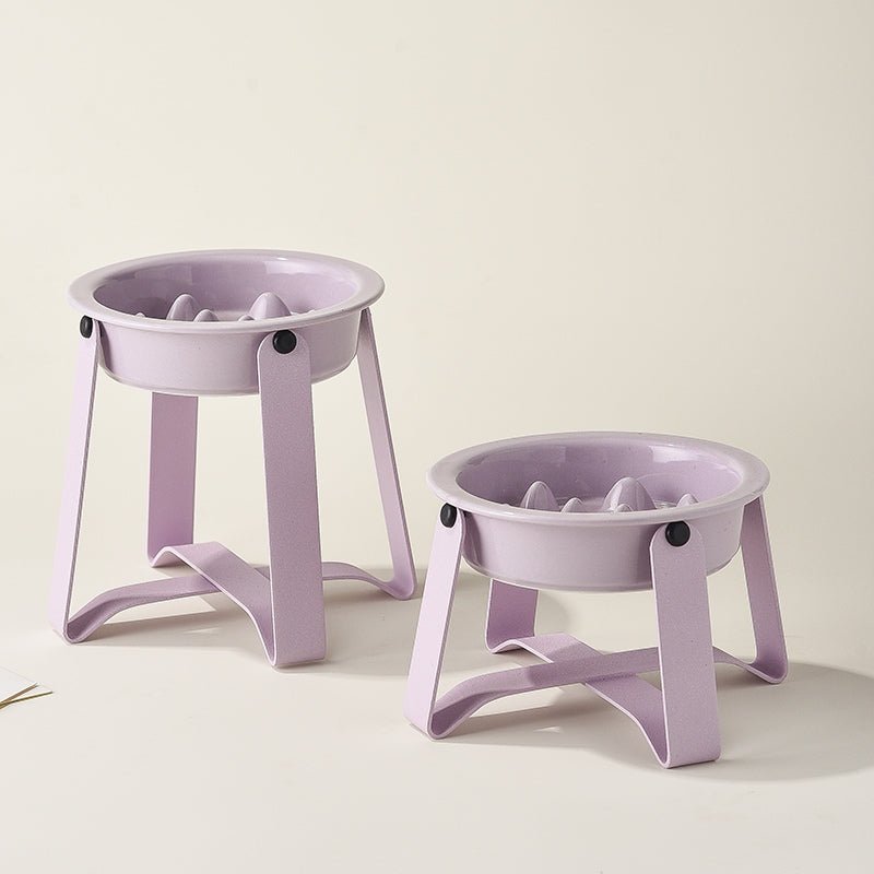 Ceramic Slow Feeder Pet Feeding Bowls With Holder