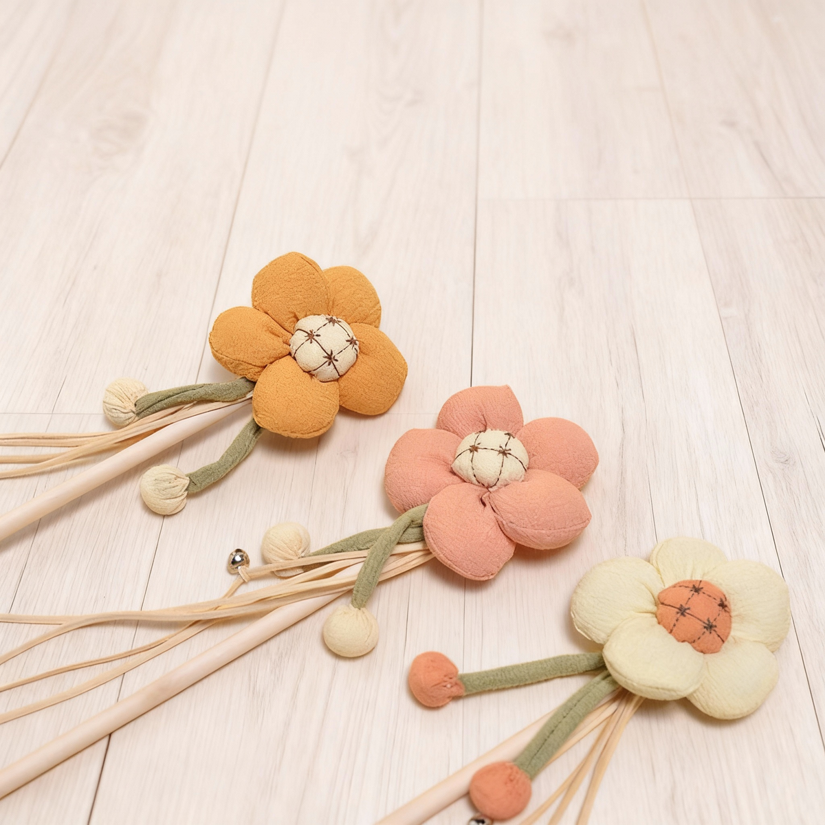 Leather Tassel Cat Teaser Wand with Bell – Wooden Handle Interactive Cat Toy