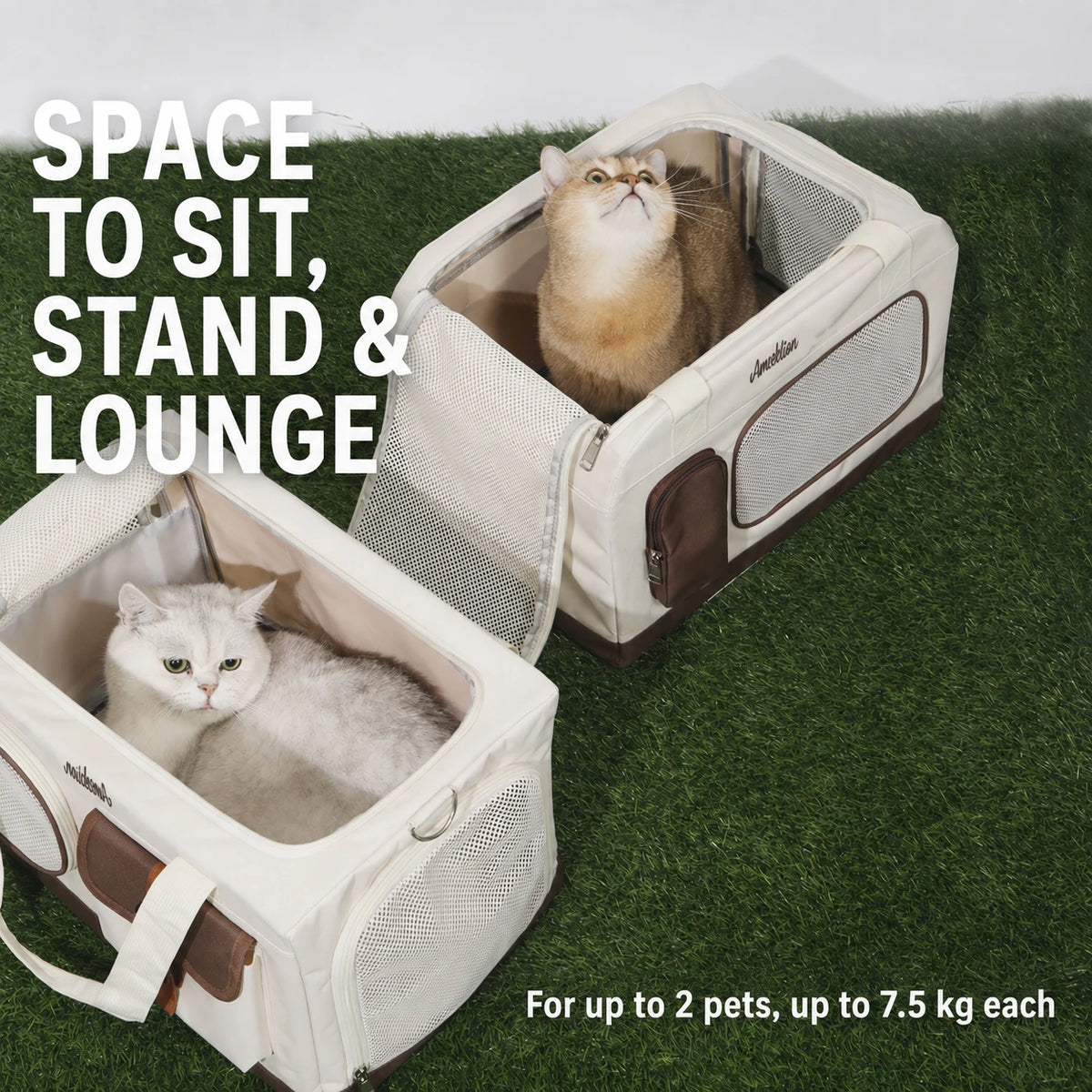 Stackable Wheeled Cat Carrier for 2 Cats