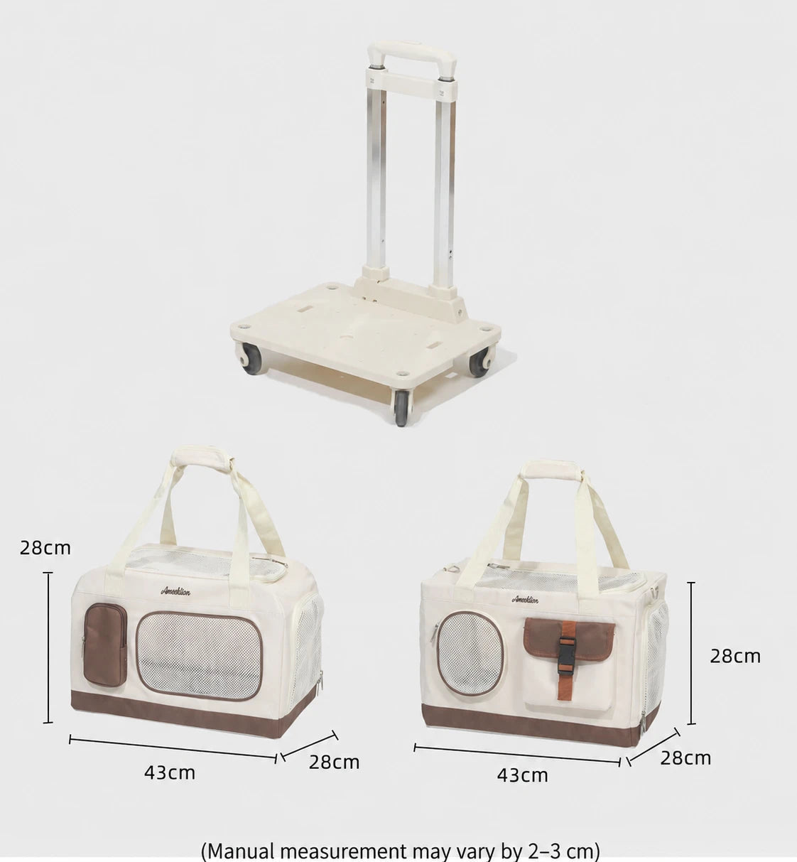 Stackable Wheeled Cat Carrier for 2 Cats