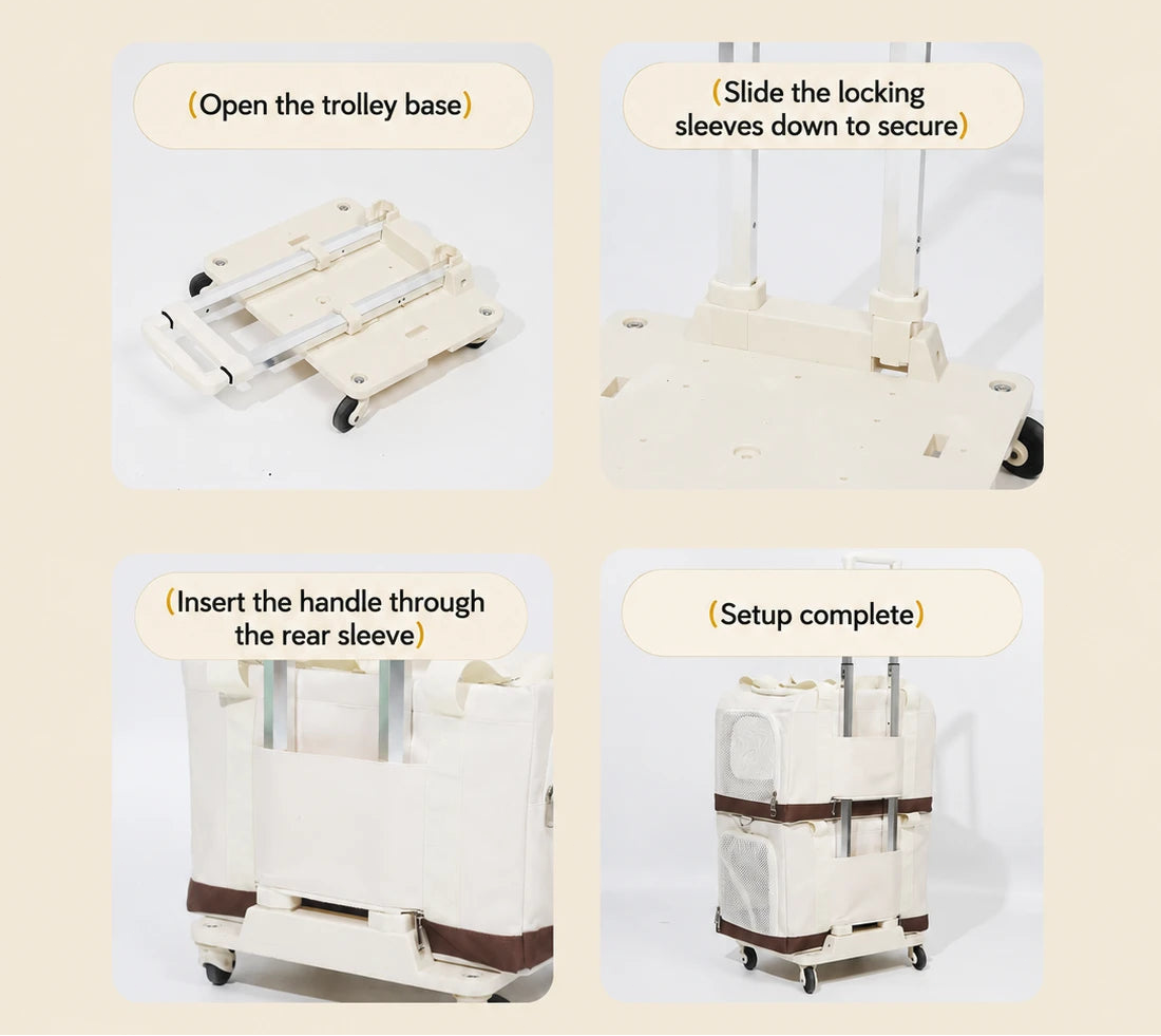 Stackable Wheeled Cat Carrier for 2 Cats
