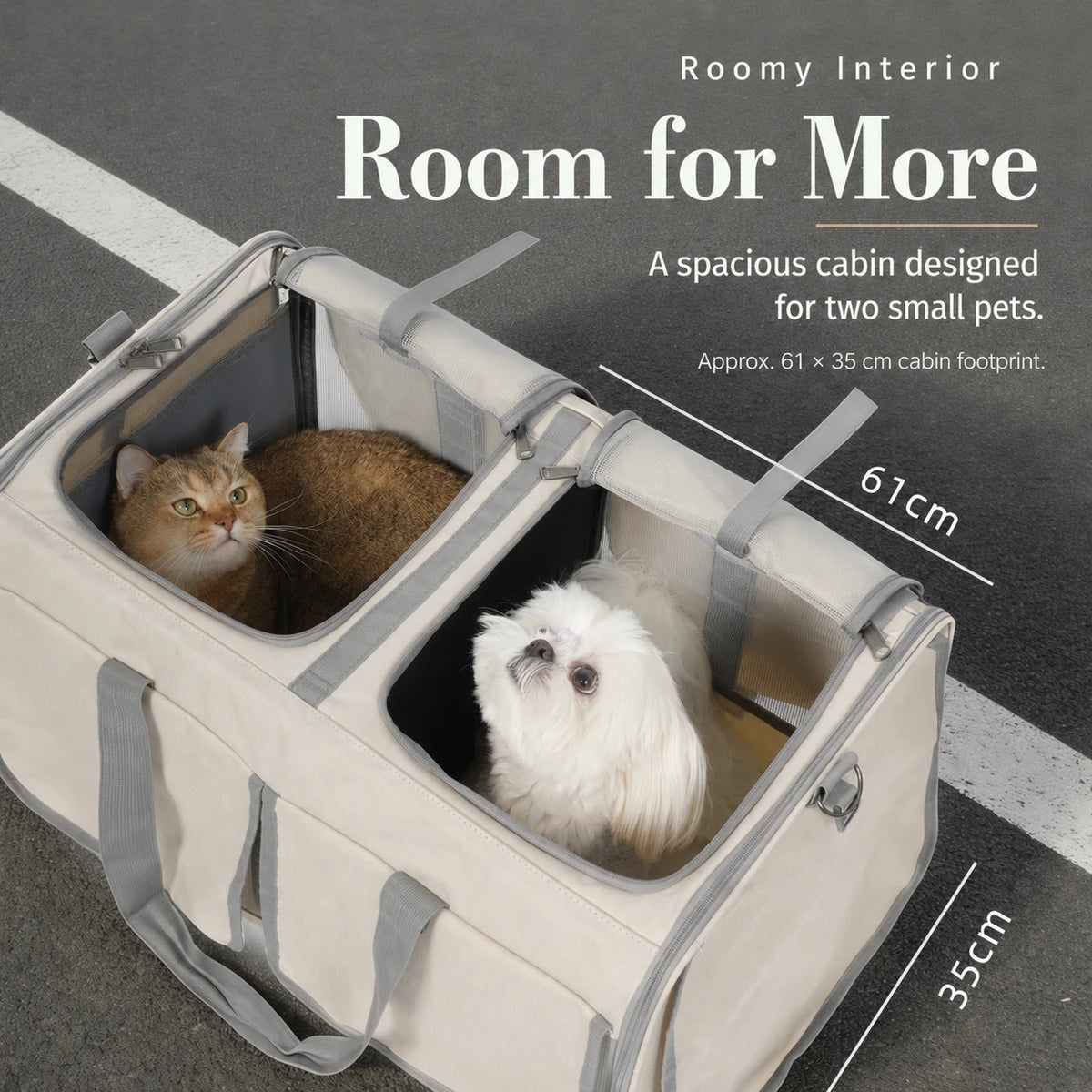Wheeled Multi-Pet Carrier with Removable Divider