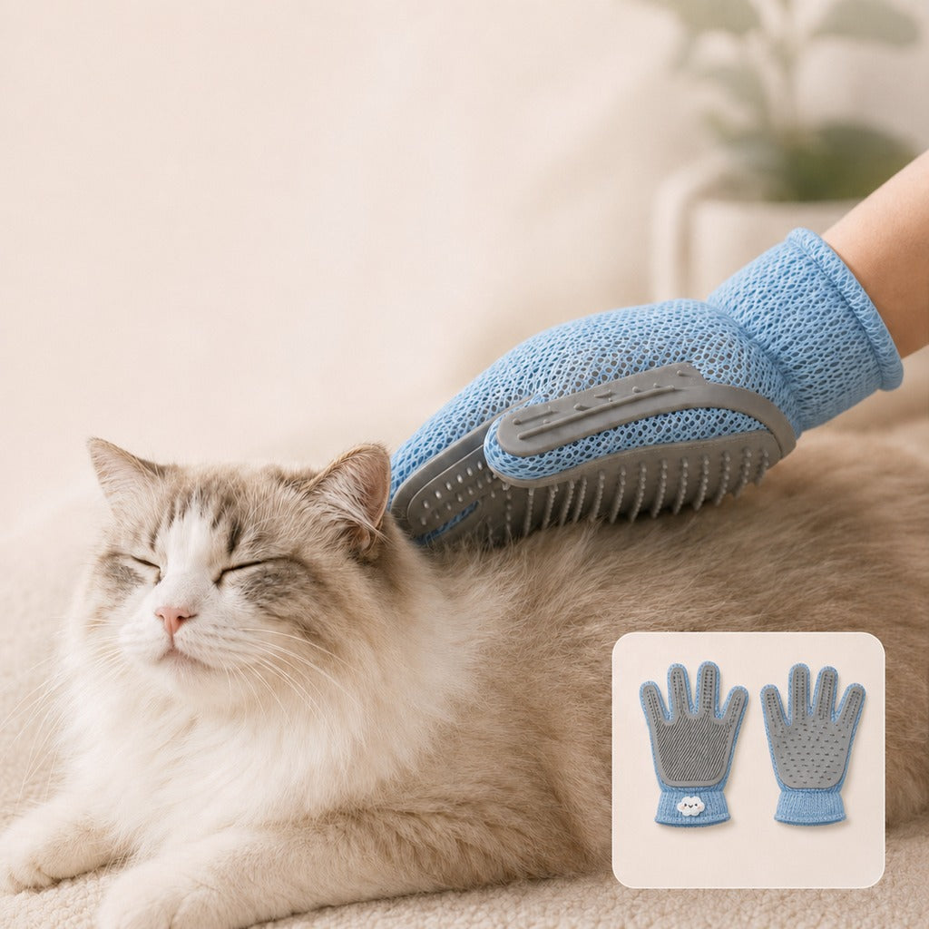 Dual-Sided Pet Grooming Glove for Couch & Bath Time - Gentle Deshedding, Massage & Fur Cleanup for Cats &Dogs