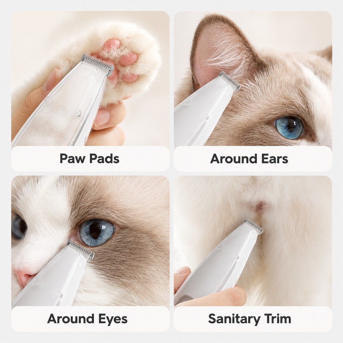 Pet Paw Trimmer with Built-In Vacuum for Cats & Dogs - Low-Noise Detail Groomer for Paws, Ears & Loose Fur Cleanup